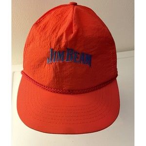 Vintage Jim Beam Hat Lightweight Snapback Baseball Cap Red Rope Brim